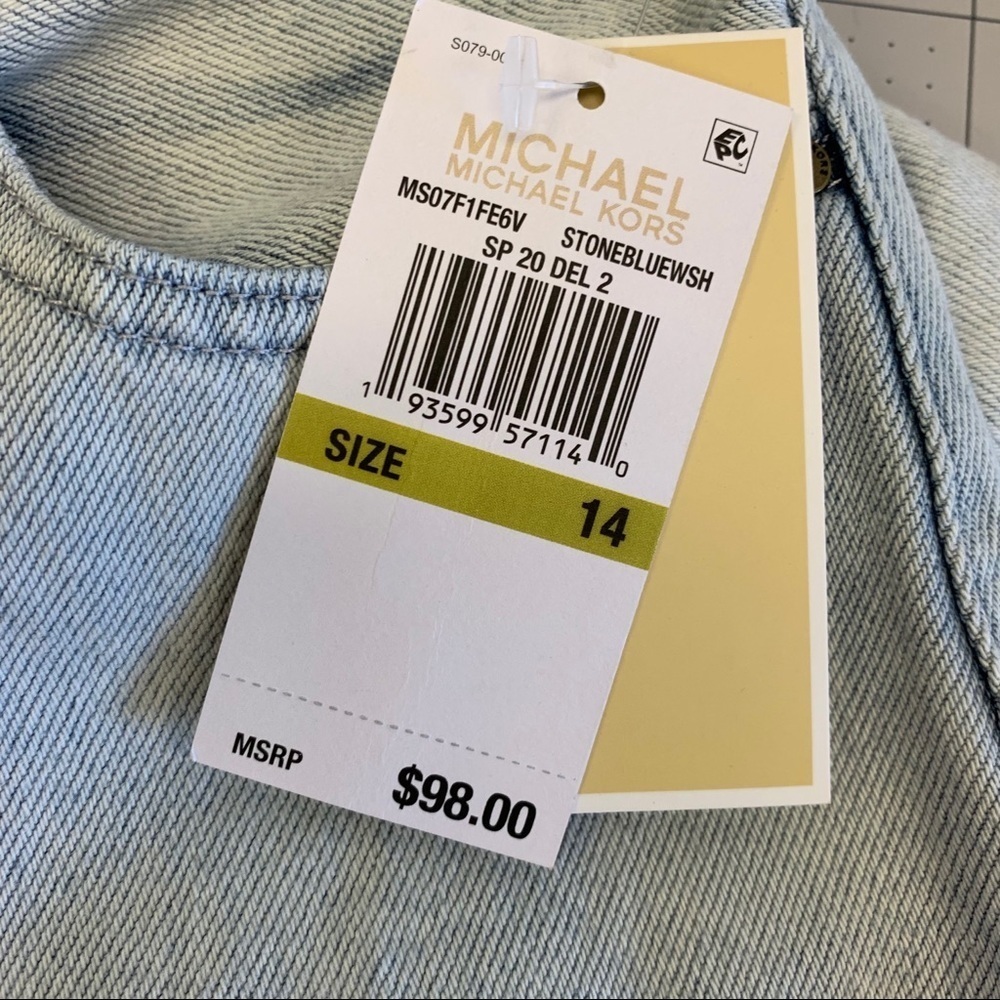 MICHAEL KORS Flounce Denim Mini Skirt, Size 14 - Picture 12 of 14